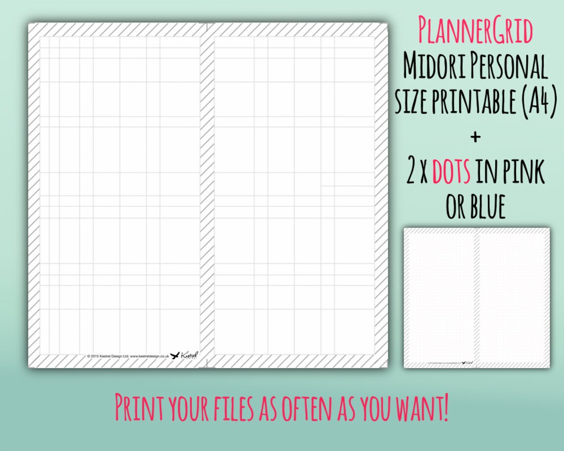 Letter Size Midori Printable Inserts Plannergrid: Unique Grid System ...