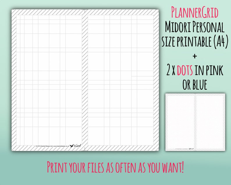 A4 Size Midori Printable Inserts Plannergrid: Unique Grid System for ...