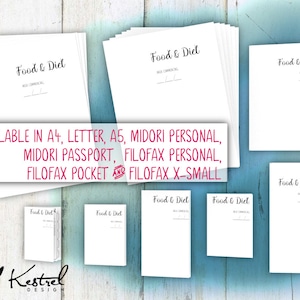 Printable Diet Planner &amp; Diary Filofax Mini Size 6.7cmx10.5cm Kestrel ...