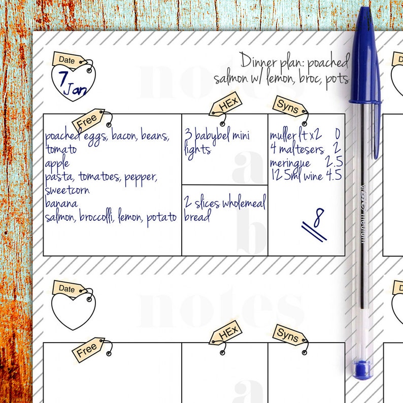 Slimming World Food Diary Printable Instant DOWNLOAD A5 Booklet Style ...