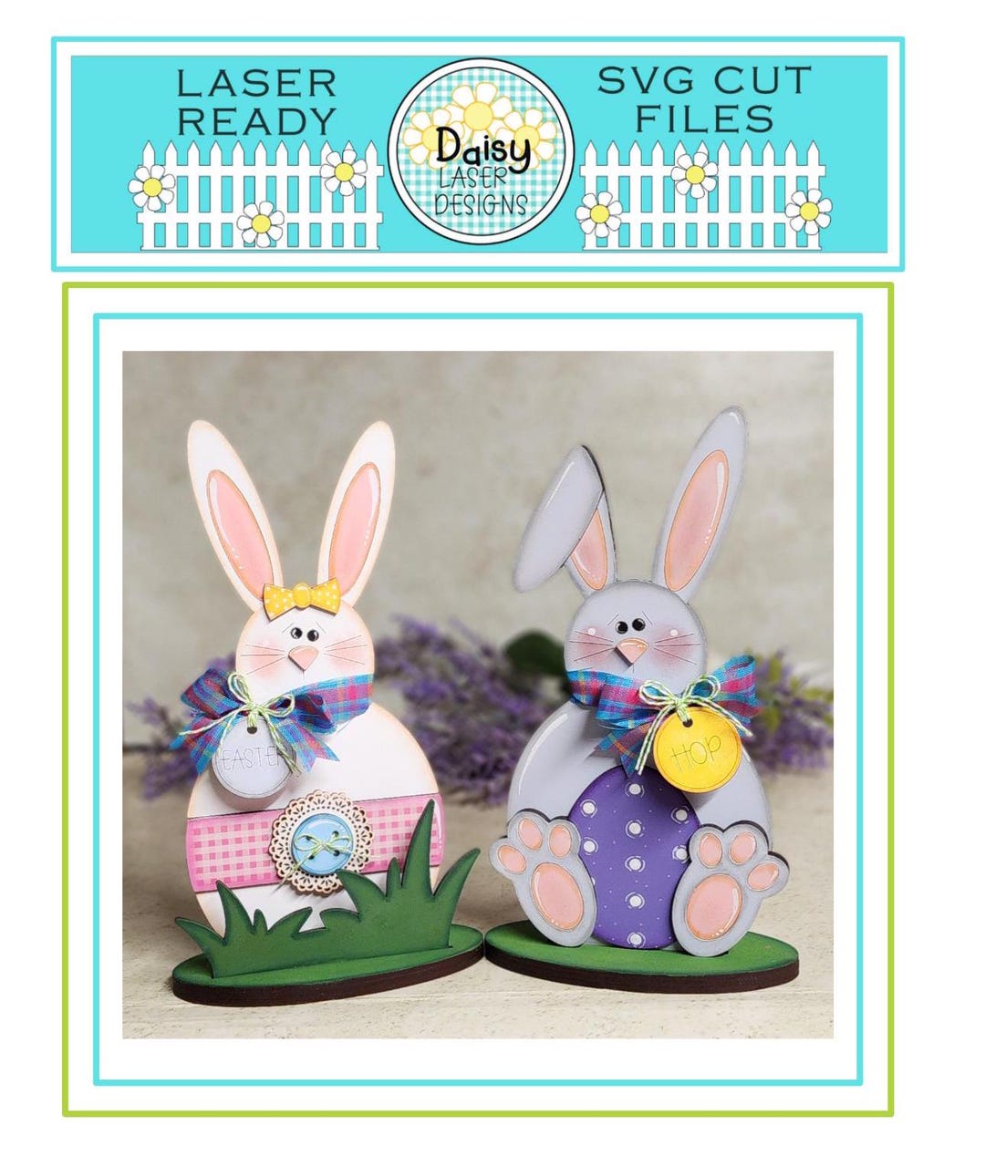 Easter Bunny Decor SVG Laser File: Boy and Girl Shelf Sitters (digital ...
