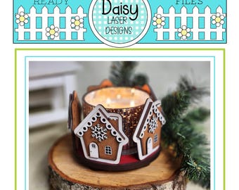 Gingerbread House Candle Holder SVG Laser Cut File (Digital Download)
