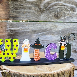 Spell Witch Halloween Shelf Sitter l Rustikales Bauernhaus l Herbst l Wohnkultur l Glowforge bereit l Laserdatei l Hexenhutdatei l Büro