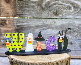 Spell Witch Halloween Shelf sitter svg file l Rustic Farmhouse l Fall l Home decor l Glowforge ready l Laser file l Witch hat file l Office