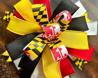 Maryland Flag Clip-On Bow for Wreaths, Maryland Pride Bow, Maryland Decor, Maryland Clip-On Bow for Home Decor