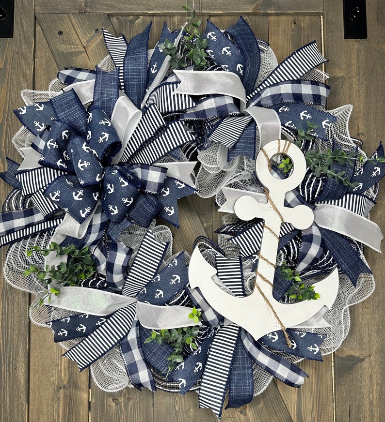 Anchor Wreath Beach Wreath Coastal Wreath Nautical Wreath - Etsy