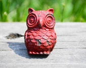 Red metal owl handle cabinet knob cast iron drawer pull resin decorative furniture hardware home improvement bedroom country kitchen