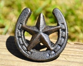 Cabinet knob drawer pull drawer handle door knob dresser horseshoe star western animal farm barn country metal cast iron unique decorative