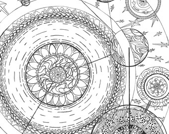Coloring Page Digital Download "Movement of the Spheres" Original Art
