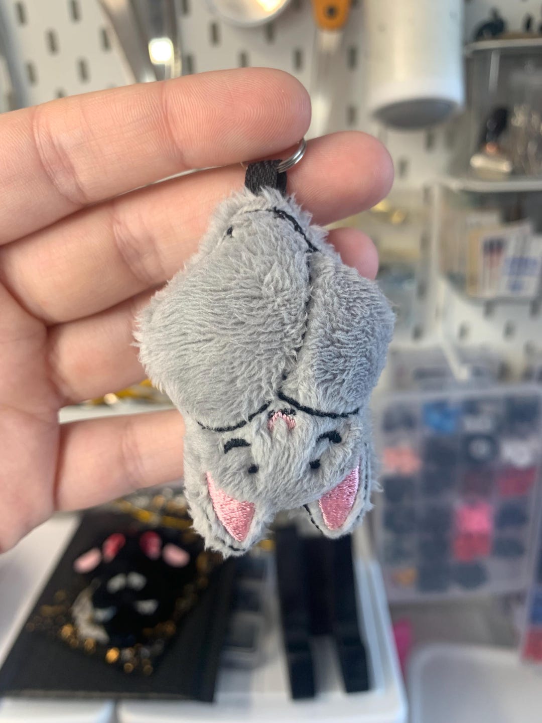 Tiny Grey Bat Keychain - Etsy