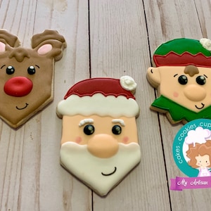 Hand Decorated Christmas Cookies: Santa, Elf & Reindeer