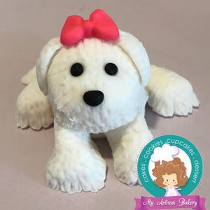 Maltese Dog fondant cake topper