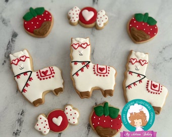 LLama Valentine's sugar cookies