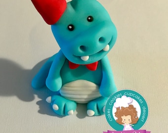 Dinosaur fondant cake topper