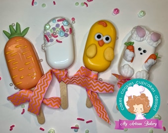 Easter Cakesicles: Hand Decorated Fondant Details, Set of 6