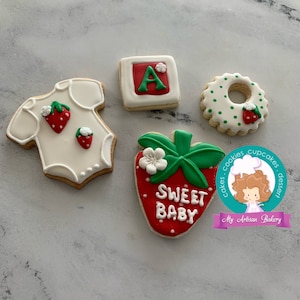 Strawberry baby shower sugar cookies