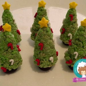 3D Christmas trees rice crispy treats