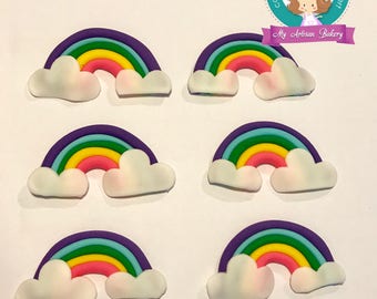 Rainbow  fondant cupcake topper