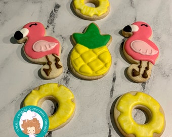 Flamingo and pineapple sugar cookies