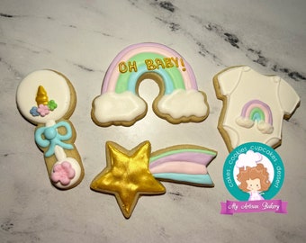 Unicorn baby shower sugar cookies