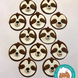 Sloth fondant cupcake toppers