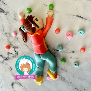 Rock climbing girl or boy fondant cake topper