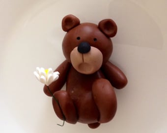 Hand Sculpted Bear Fondant Cake Topper