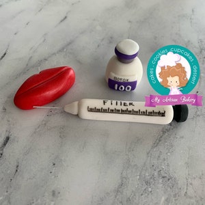 Botox fondant cake topper