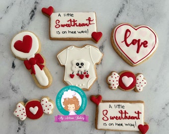 Valentine's baby shower sugar cookies