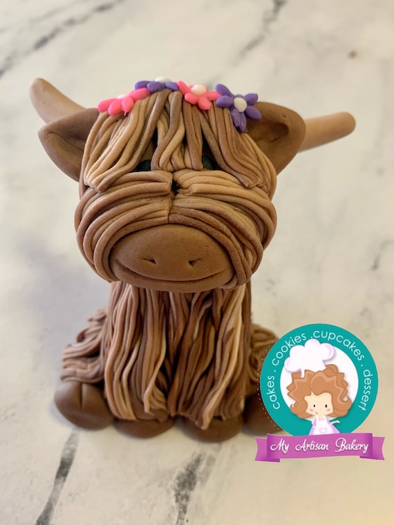 fondant one dozen Edible highland cow cupcake toppers fondant one dozen Edible highland cow cupcake toppers