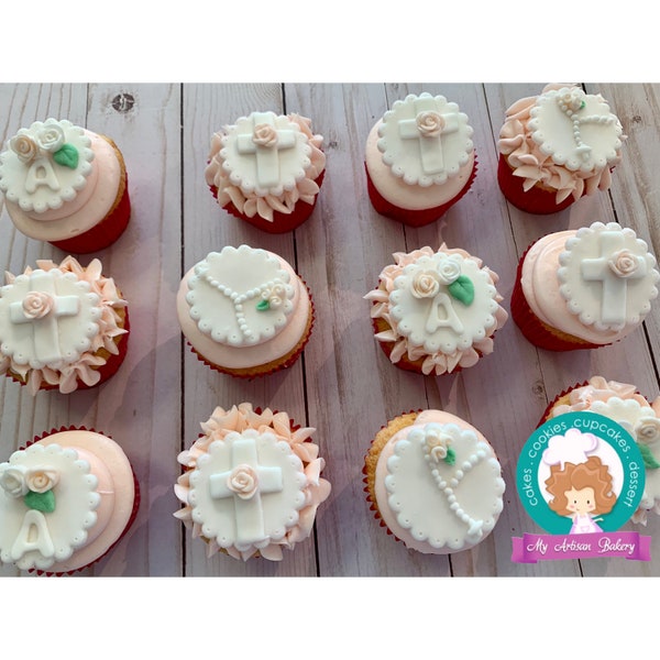 Baptism fondant cupcake topper