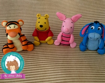 Winnie the  Pooh and friends inspired fondant cake topper