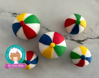 Beach ball fondant topper