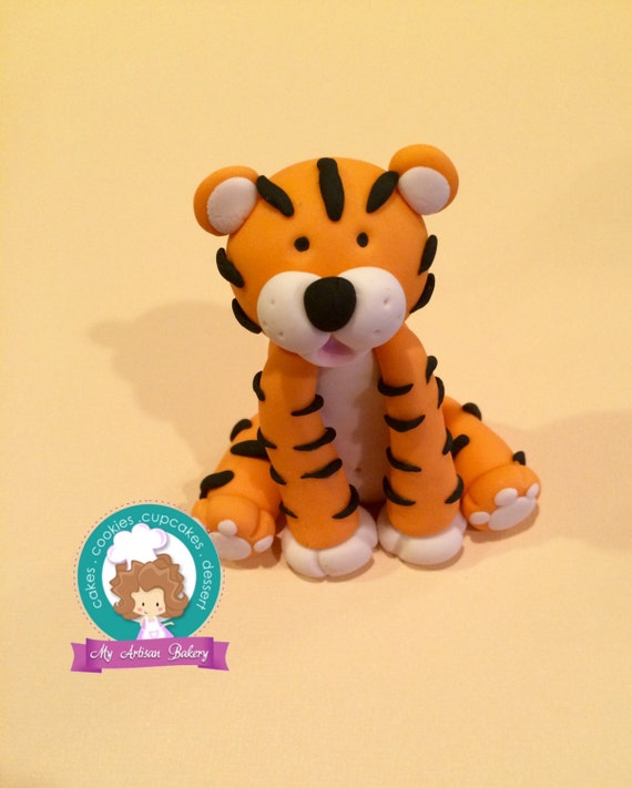 Tiger cake topper birthday cake fondant tiger