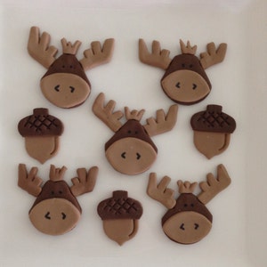 Moose and acorn fondant cupcake topper image 1