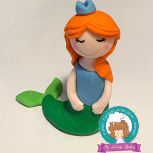 Mermaid fondant cake topper
