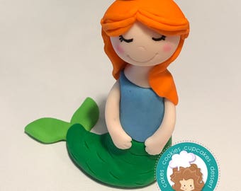 Mermaid fondant cake topper