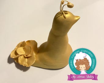 Gold Peacock  fondant cake topper