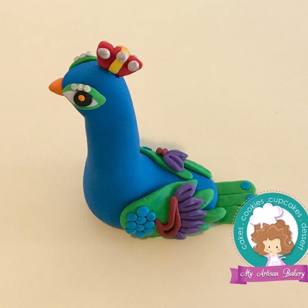 Peacock  fondant cake topper