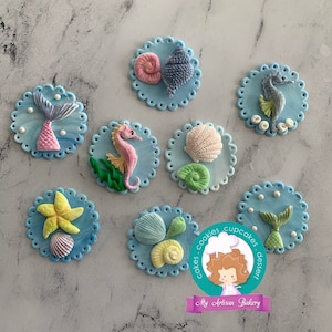 Under the sea fondant cupcake topper