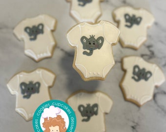 Elephant baby shower sugar cookies