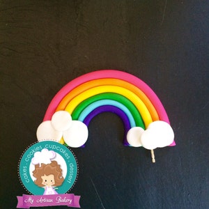 Rainbow fondant cake topper