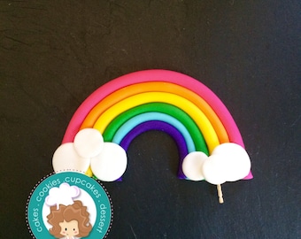 Rainbow fondant cake topper