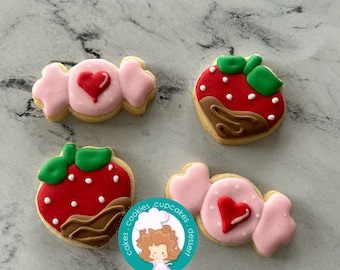 Decorated Valentine’s sweet Sugar Cookies | Heart Shaped Custom Valentine Cookie Gift, set of 12