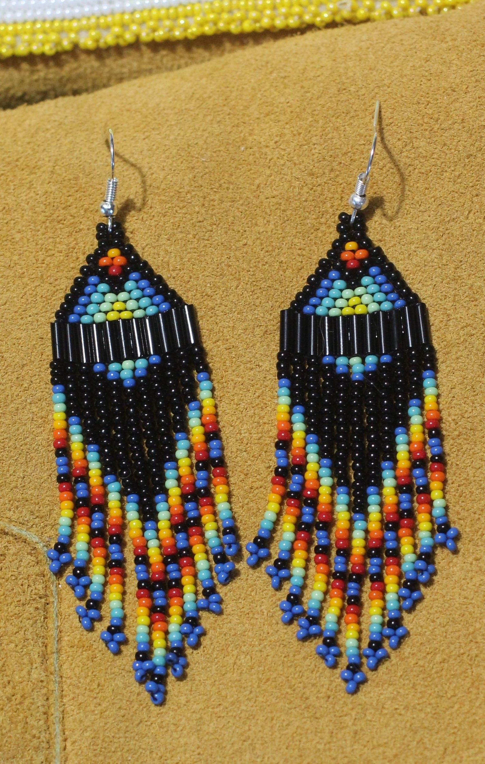 Rainbow Blue Beaded Earrings Canadian Jewelry Yukon Art Etsy Canada