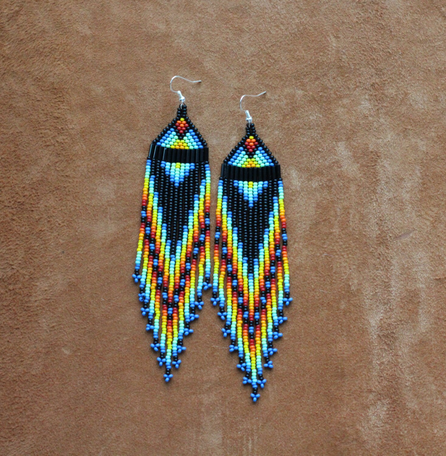 Rainbow Blue Beaded Earrings Canadian Jewelry Yukon Art Etsy Canada