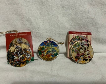 Disney Porcelain Ornaments Set Of Three