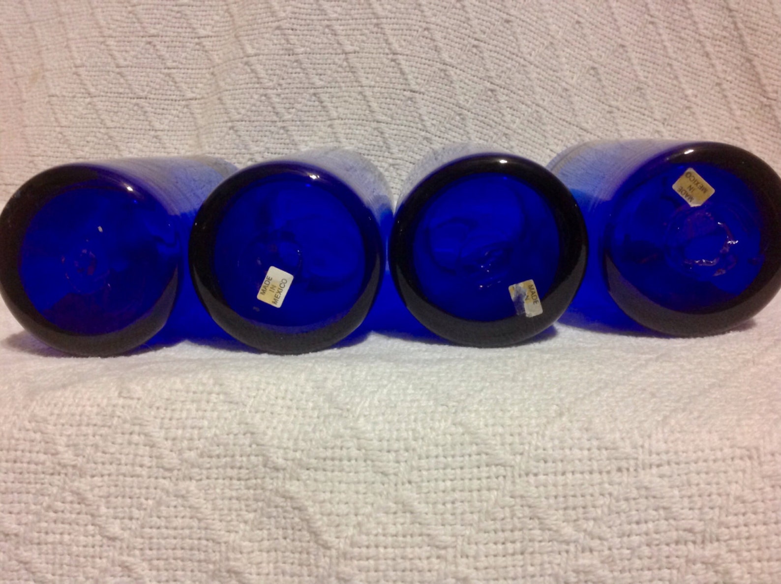 Hand Blown Cobalt Blue Drinking Glasses Set Of 4 Etsy