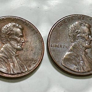 Pair Of 1993D ddo/ddr and 1995D ddr Lincoln Pennies(Both close AM/Columns error)