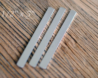 10 Polished 1/2 x 5 Aluminum Cuff Blanks - Flat